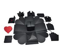 DIY Explosion Box Handmade Memory Scrapbook Photo Album Surprise Gift for Birthday Valentine's Day Wedding Engagement Anniversary-Black