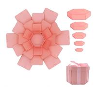 DIY Explosion Gift Box, 4-Layer Photo Album Scrapbooking Kit for Valentine‘s Day, Anniversary, Birthday Surprise | Personalized Red Cardboard Box for Memories, Photos & Small Gifts (Opens to 17"x17")