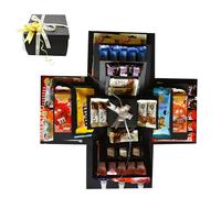 DIY Explosion Gift Box, 5 Layer Snack Explosion Box, Creative Surprise Container with Ribbon and Double-Sided Tape, Great gift for birthdays anniversaries weddings Valentine's Day Christmas(Black)