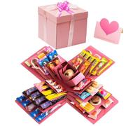 DIY Explosion Gift Box - 5 Layer Snack Explosion Box Scrapbooking Boxes, Photo Album Scrapbook Folding Gift Boxes, Creative ExploSion BoX Gifts for Anniversary Birthday Valentine's Day and Wedding