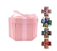 DIY Explosion Gift Box,5 Layer Snack Explosion Box with Ribbon,Creative Exploding Photo Album Surprise Love BoxS with DIY Scrapbooking Accessories for Anniversary,Birthday,Valentine's Day,Wedding