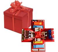 DIY Explosion Gift Box, 5 Layer Snack Explosion Box with tape and ribbon, Scrapbooking Boxes, photo album, Photo Gifts, Creative Surprise Gift for Anniversary,Birthday,Valentine's Day