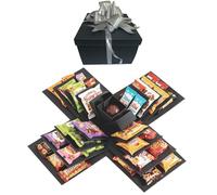 DIY Explosion Gift Box, 5 Layer Snack Surprise Explosion Box with tape and ribbon, photo gifts, Creative Explosion Boxes for Anniversary, Birthday, Wedding, Valentine's Day (Black)