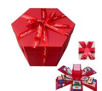 DIY Explosion Gift Box, 6 Faces Creative Surprise Box, 5 Layer Snack Explosion Box with tape and ribbon, Explosion Boxes for Anniversary Birthday Valentine's Day