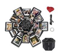 DIY Explosion Gift Box, 6 Faces Folding Gift Box, Photo Box Gift Photo Explosion Box Creative for Birthday Valentine's Day Mother's Day Wedding