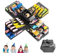 DIY Explosion Gift Box for Kids,5-Layer Creative Explosion Gift Box with Tape and Ribbonfor All Occasions,Scrapbooking Boxes, Explosion Boxes for Anniversary, Birthday, Valentine's Day (black)