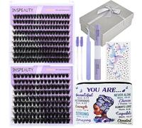 DIY Eyelash Extension Kit, Birthday Gifts for Women, Including 315pcs of Eyelashes, Eyelash Glue and Sealant, Eyelash Tweezers, Eyelash Brush, Cosmetic Bag, Diamond Stickers,by INSPEAUTY