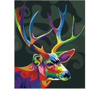 DIY Fabric Decorating Kits, ABEUTY Paint by Numbers Colorful Sika Deer Animal 16x20 inches Number Painting Wall Art