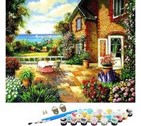 DIY Fabric Decorating Kits, ABEUTY Paint by Numbers Garden by The Sea 16x20 inches Number Painting Wall Art