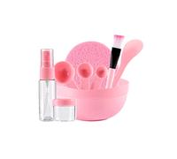 DIY Facemask Mixing Tool Set 9 Pcs/Set Face Mask Mixing Bowl DIY Facemask Tool Kit with Bowl Stick Brush Gauge Spoon (Pink)