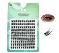 DIY Feather Clusters Lashes Extensions 120 Volume Fans Eyelashes Individual Makeup Lash Bundles Natural Soft Segmented Eyelashes (Feather fan-Green, 12mm)