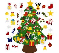 DIY Felt Christmas Tree, Christmas Tree Set for Kids With 32Pcs Detachable Christmas Trees Ornaments, Hanging Felt Trees with Lights for Home Door Wall Decorations