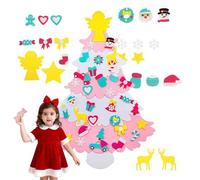 DIY Felt Christmas Tree for Kids Toddler,3.28ft Interactive Montessori Funny Felt Christmas Tree Decorations,Pink Velcro Xmas Tree with 32 Ornaments for Girls Xmas Gift Home Door Wall Window Hanging