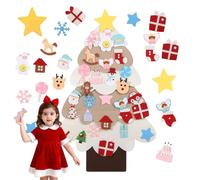 DIY Felt Christmas Tree for Kids Toddler,3.28ft Interactive Montessori Funny Felt Christmas Tree Decorations,White Xmas Tree with 30 Ornaments for Kids Xmas Gift Home Door Wall Window Hanging