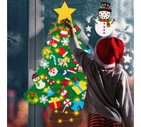 Diy Felt Christmas Tree For Kids With 40 Ornaments & 5M Light String, Toddler Felt Christmas Craft Kits Wall Decor Door Hanging
