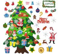 DIY Felt Christmas Tree Set, 3.28ft Wall Hanging Xmas Tree Kit for Kids with 32 Ornaments, Perfect for Home, Door, Window Decor, Fun and Interactive Christmas Decoration for Toddlers