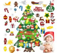 DIY Felt Christmas Tree Set, 3.28ft Wall Hanging Xmas Tree Kit for Kids with 32 Ornaments, Perfect for Home, Door, Window Decor, Fun and Interactive Christmas Decoration for Toddlers