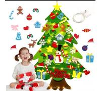 DIY Felt Christmas Tree Set 32 PCS, Ornaments 9.8 FT Tall Wall Hanging with 30 LED String Lights for Toddlers Kids Xmas Gifts Home Door Wall Decoration Merry Christmas