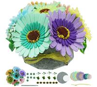 DIY Felt Flower Art Craft Kit, DIY Felt Colorful Sunflowers Bouquet Kit,Floral Gifts,Beginner Craft Kit,Arrange Pre-Cut Felt Flowers and Foliage