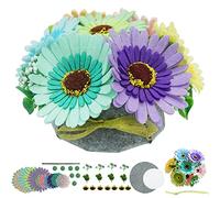DIY Felt Flower Art Craft Kit, DIY Felt Sunflower and Chrysanthemum Bouquet Kit, 7pcs Felt Flowers,Floral Gifts,Beginner Craft Kit,Arrange Pre-Cut Felt Flowers and Foliage