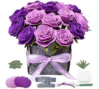 DIY Felt Flower Art Craft Kit, DIY Purple Rose Pot Bonsai Kit, Floral Gifts,Beginner Craft Kit,Arrange Pre-Cut Felt Flowers and Foliage