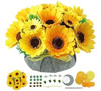 DIY Felt Flower Art Craft Kit, DIY Sunflower Pot Bonsai Kit, Floral Gifts,Beginner Craft Kit,Arrange Pre-Cut Felt Flowers and Foliage