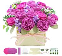 DIY Felt Flower Art Craft Kit,Rose and Lavender Kit, Floral Gifts,Arrange Pre-Cut Felt Flowers and Foliage
