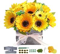 DIY Felt Flower Kit, DIY Felt Sunflower Pot Bonsai Kit,12 Felt Sunflowers,Beginner Craft Kit,Floral Gifts