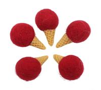 DIY Felt Ornaments with Sweet Ice Cream Inspiration for Holidays - Craft-Friendly Forms Suitable for Gluing, Hanging, or Trimming (Red)