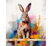 DIY Filling Oil Canvas Paint by Number Kit Watercolor Bunny Rabbit with Brushes and Acrylic Pigment DIY Canvas Painting for Adults Beginner,40x50cm,Without Frame