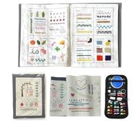 DIY Floral Embroidery Book,Flower Patterns Embroidery Stitch Book with Fabric Pages, Easy to Learn Hand Sewing Craft Kit for Beginner (C)