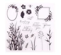 DIY Flowers Leaves Dandelion Frame Window Let Love Grow Birthday Sentiment Clear Stamps for Card Making Decoration and DIY Scrapbooking