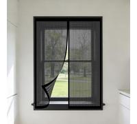 DIY Fly Screen Windows 100 x 90 cm with Selfadhesive Window Screen Mesh for Bug Easy Install for Living Room Bedroom Offfice, Black