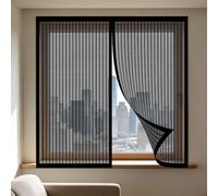 DIY Fly Screen Windows 110 x 90 cm with Selfadhesive Window Nets to Keep Bugs Out with Installation Accessories for Living Room Bedroom Offfice, Black