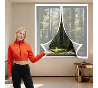 DIY Fly Screen Windows 115 x 120 cm with Selfadhesive Insect Mesh Mosquito Net Window Easy Install for Windows Doors and Patio Screens, White