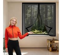 DIY Fly Screen Windows 130 x 60 cm with Selfadhesive Insect Mesh Mosquito Net Window Easy Install for Windows Doors and Patio Screens, Black