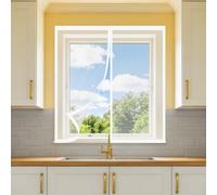 DIY Fly Screen Windows 140 x 155 cm with Selfadhesive Window Fly Net Excellent Ventilation While Blocking Bugs for Home, Office, Bedroom, Living Room Kitchen, White