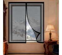 DIY Fly Screen Windows 155 x 140 cm Selfadhesive Tape Bug Net for Windows Fine Mesh Design Prevents Tiny Insects from Entering for Living Room Bedroom Offfice, Black