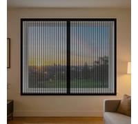 DIY Fly Screen Windows 170 x 145 cm with Selfadhesive Magnetic Window Screen Insect Mesh Easy Install for Window, Bedroom, Living Room, Kitchen Patio, Black