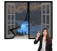 DIY Fly Screen Windows 175 x 125 cm with Selfadhesive Fly Bug Bee Protection Screen Easy Installation for Window, Bedroom, Living Room, Kitchen Patio Window, Black