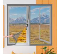 DIY Fly Screen Windows 60 x 100 cm Keep Fly Mosquito Out Selfadhesive Window Guard Screen Easy Install for Windows Doors and Patio Screens, Grey