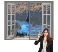 DIY Fly Screen Windows 70 x 130 cm with Selfadhesive Fly Bug Bee Protection Screen Easy Installation for Window, Bedroom, Living Room, Kitchen Patio Window, Grey