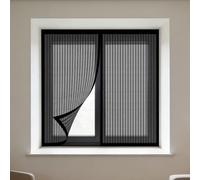 DIY Fly Screen Windows 75 x 110 cm with Selfadhesive Window Nets Insects Easy Install for Home, Office, Bedroom, Living Room Kitchen, Black