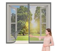 DIY Fly Screen Windows 80 x 100 cm Selfadhesive Tape Window Mesh Insect Screen for Windows Custom Size for Window, Bedroom, Living Room, Kitchen Patio, Grey