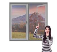 DIY Fly Screen Windows 80 x 100 cm with Selfadhesive Insect Mesh Mosquito Net Window Easy Install for Windows Doors and Patio Screens, Grey