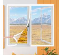 DIY Fly Screen Windows 80 x 110 cm Keep Fly Mosquito Out Selfadhesive Window Guard Screen Easy Install for Windows Doors and Patio Screens, White