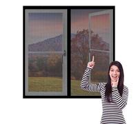 DIY Fly Screen Windows 80 x 110 cm with Selfadhesive Insect Mesh Mosquito Net Window Easy Install for Windows Doors and Patio Screens, Black