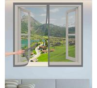DIY Fly Screen Windows 80 x 110 cm with Selfadhesive Mosquito Net Window Insect Screen Mesh with Installation Accessories for Living Room Bedroom Offfice, Grey
