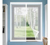 DIY Fly Screen Windows 90 x 135 cm Selfadhesive Tape Adjustable DIY Window Fly Screen Excellent Ventilation While Blocking Bugs for Living Room Bedroom Offfice, White