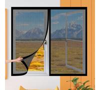 DIY Fly Screen Windows 90 x 70 cm Keep Fly Mosquito Out Selfadhesive Window Guard Screen Easy Install for Windows Doors and Patio Screens, Black